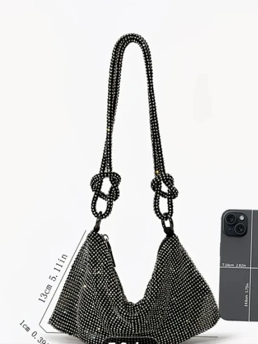 > New Black Beaded Shoulder Bag - Picture 2 of 4